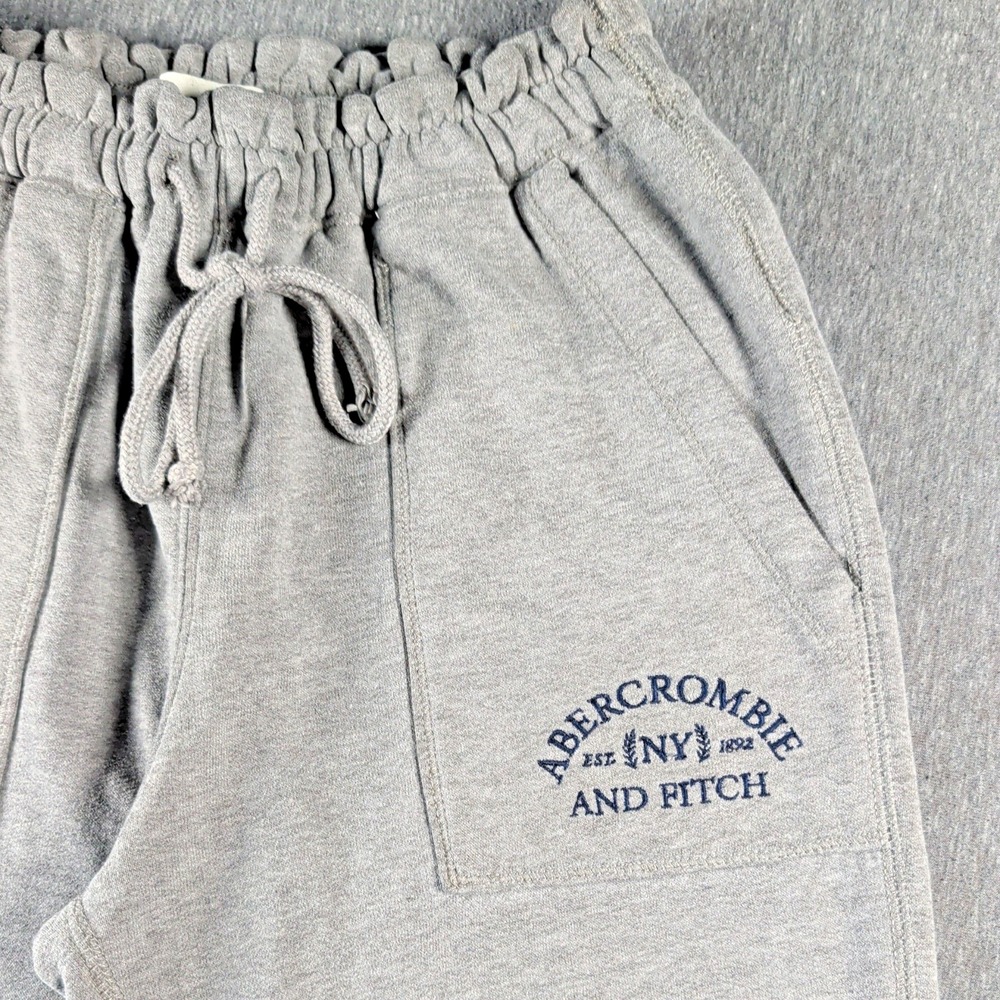Y2K Abercrombie Fitch NY Womens Gray Sweatpants Sz XS Joggers 1892 Logo Tapered